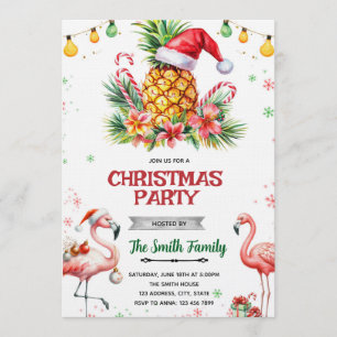 Tropische Ananas Kerst Uitnodiging