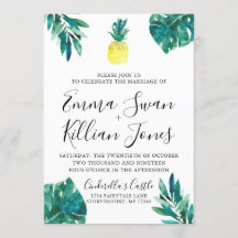 Tropische Ananas Luau Watercolor Uitnodiging