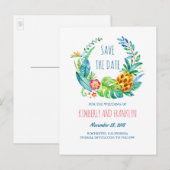 Tropische Ananas Palms Beach Save the Date Aankondigingskaart (Voorkant / Achterkant)