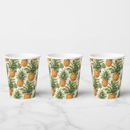 Tropische Ananas Papieren Bekers Feest Tafelgerei