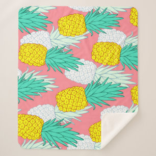 Tropische ananas: rode Cartoon Chic. Sherpa Deken