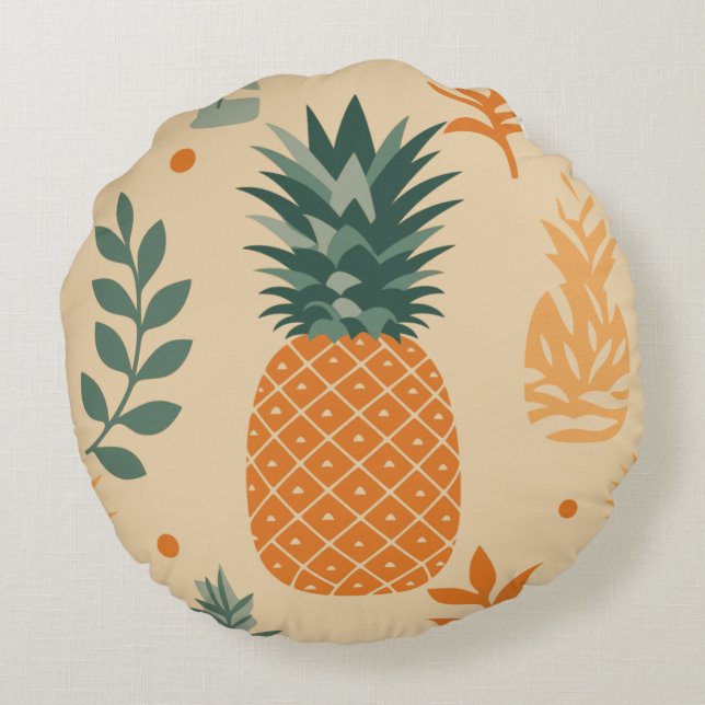 tropische ananas rond kussen (Achterkant)