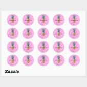 Tropische Ananas & Roze Marmer Chique Party Favor Ronde Sticker (Vel)