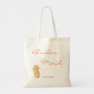 Tropische ananas strand bruiloft perzik bruidsmeis tote bag