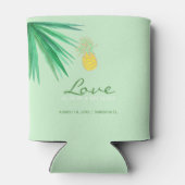 Tropische ananas strand groen goud bruiloft blikjeskoeler (Achterkant)