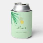 Tropische ananas strand groen goud bruiloft blikjeskoeler (Blikje Achterkant)