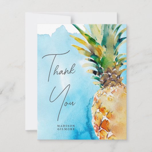 Tropische ananas Waterverf bruiloft bruids Bedankkaart (Voorkant)