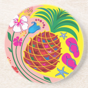 Tropische Ananas Zomer Zandsteen Onderzetter
