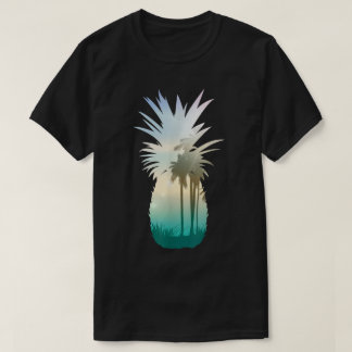 Tropische Ananas Zonsondergang Palmboom Kunst T-shirt