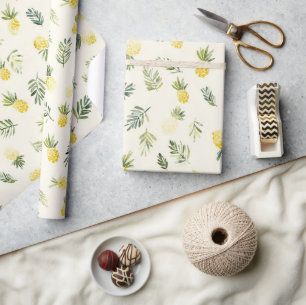 Tropische Ananassen Groene Bladeren Verjaardag Cadeaupapier