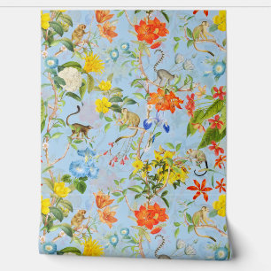 Tropische  Apen Tuin Rococo Chinoiserie Behang
