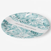 Tropische Aqua Blue Bloembladeren Vrijgezellenfees Papieren Bordje (Gekanteld)