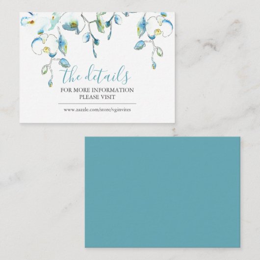 Tropische Aquarel Botanische Gastdetails Inzetstuk Informatiekaartje (Voorkant / Achterkant)