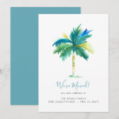 Tropische Aquarel Palmboom Nieuw Adres Aankondiging (Voorkant / Achterkant)