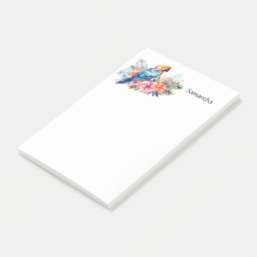 Tropische Ara Papegaai Gepersonaliseerd 4x6 Post-it® Notes (Schuin)