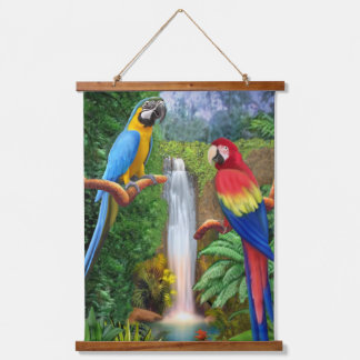 Tropische Ara Papegaaien Hangend Wandkleed