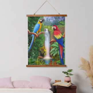 Tropische Ara Papegaaien Hangend Wandkleed
