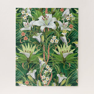 Tropische Art Nouveau Lelies & Cockatoos Puzzel