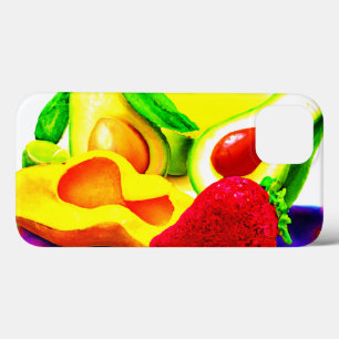 Tropische Avocado, aardbei en Mango. Bestel nu iPhone 13 Hoesje