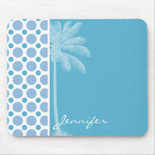 Tropische Baby Blauwe Polka Dots Muismat