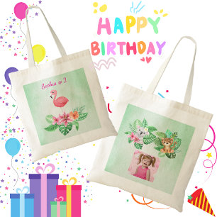 Tropische Baby Dieren Canvas tas Kids Verjaardag F
