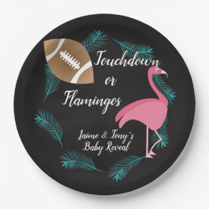 Tropische Baby Onthulling Flamingo's of Touchdowns Papieren Bordje