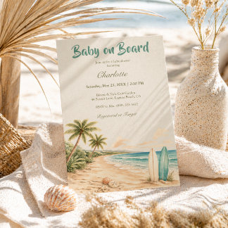 Tropische Baby op Reis Surfwinkel Baby Borrel Kaart