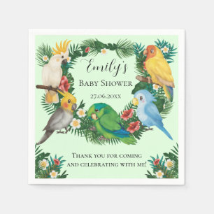 Tropische baby Parrots exotic Greenery Baby shower Servet