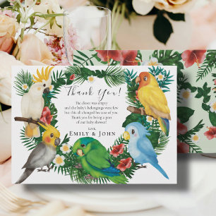 Tropische baby parrots Wild Baby shower Foto bedan Bedankkaart