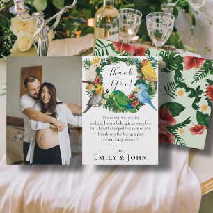 Tropische baby parrots Wild Baby shower Foto Bedankkaart