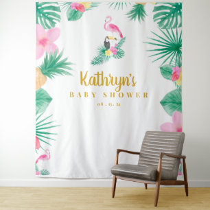 Tropische baby shower achtergrond, photobooth prop wandkleed