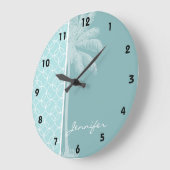 Tropische babyblauwe cirkels grote klok (Hoek)