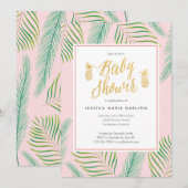 Tropische Babydouches met roze & gouden uitvinding Kaart (Voorkant / Achterkant)