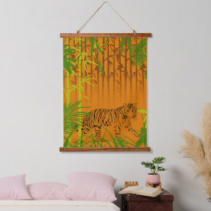 Tropische bamboe en luipaard hangend wandkleed