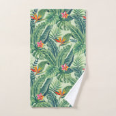 Tropische banaanmonstera Palm Leaves & Flowers Bad Handdoek (Handdoek)