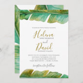 Tropische bananenblad bruiloft uitnodiging (Voorkant / Achterkant)