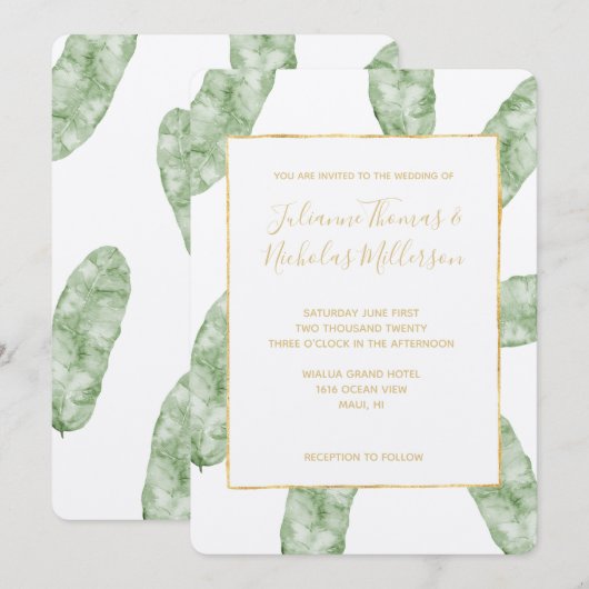 Tropische bananenbladeren kaart (Voorkant / Achterkant)