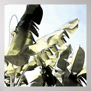 Tropische bananenbladeren laten de illustratie van poster