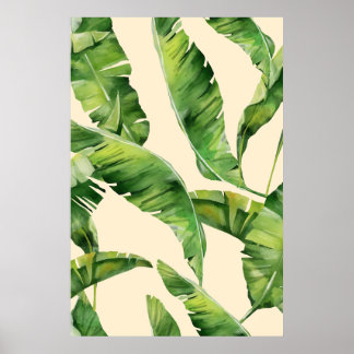 Tropische bananenbladprint poster