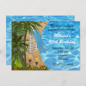 Tropische BBQ Zomer Zwembad Zwemfeest Uitnodiging (Voorkant / Achterkant)