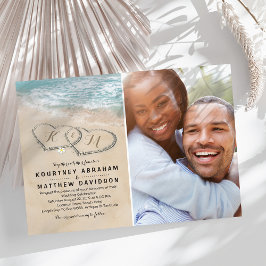 Tropische Beach Heart Weddenfoto Kaart