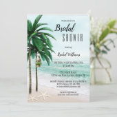 Tropische beach palm Trees Bridal Shower Invitatio Kaart (Staand voorkant)