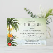 Tropische beach palm Trees Bridal Shower Invitatio Kaart (Staand voorkant)
