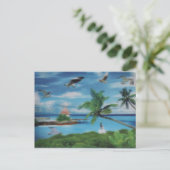 Tropische Beach Scene Art Print Briefkaart (Staand voorkant)