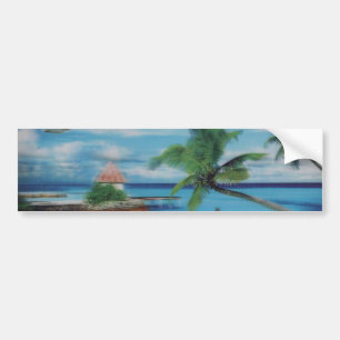 Tropische Beach Scene Art Print Bumpersticker