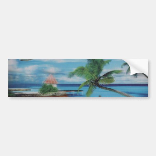 Tropische Beach Scene Art Print Bumpersticker (Voorkant)