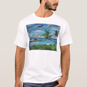 Tropische Beach Scene Art Print T-shirt