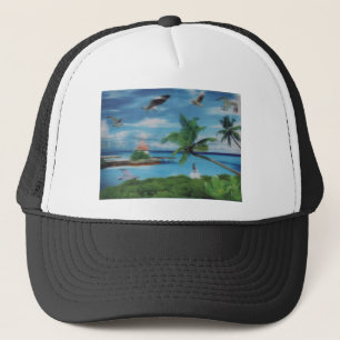 Tropische Beach Scene Art Print Trucker Pet