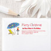 Tropische Beach Umbrella Drink Funny Kerstmis Etiket (Insitu)