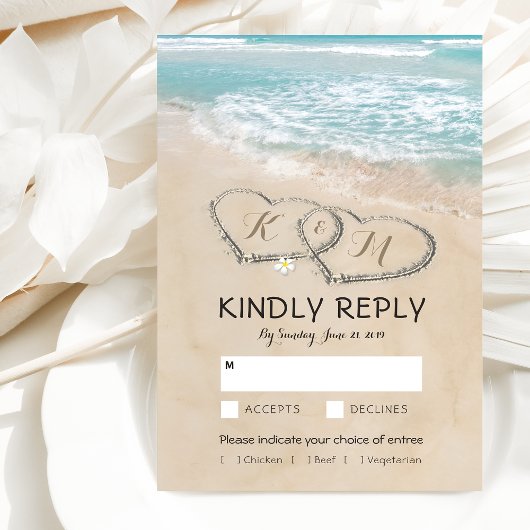 Tropische  Beach Wedding RSVP Entree Choices